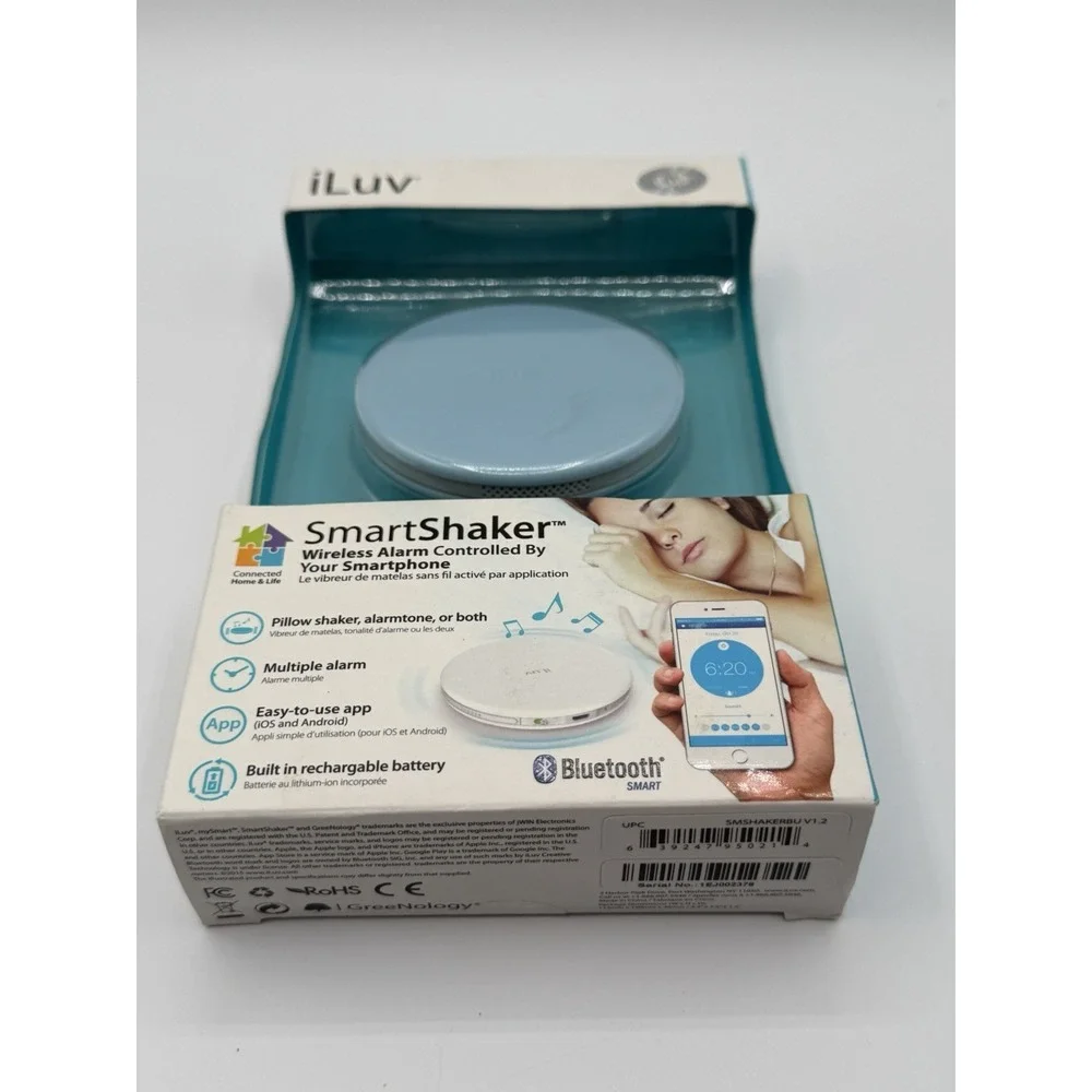 iLuv SmartShaker Wireless Bluetooth App Controlled Bed Shaker Alarm Blue NEW